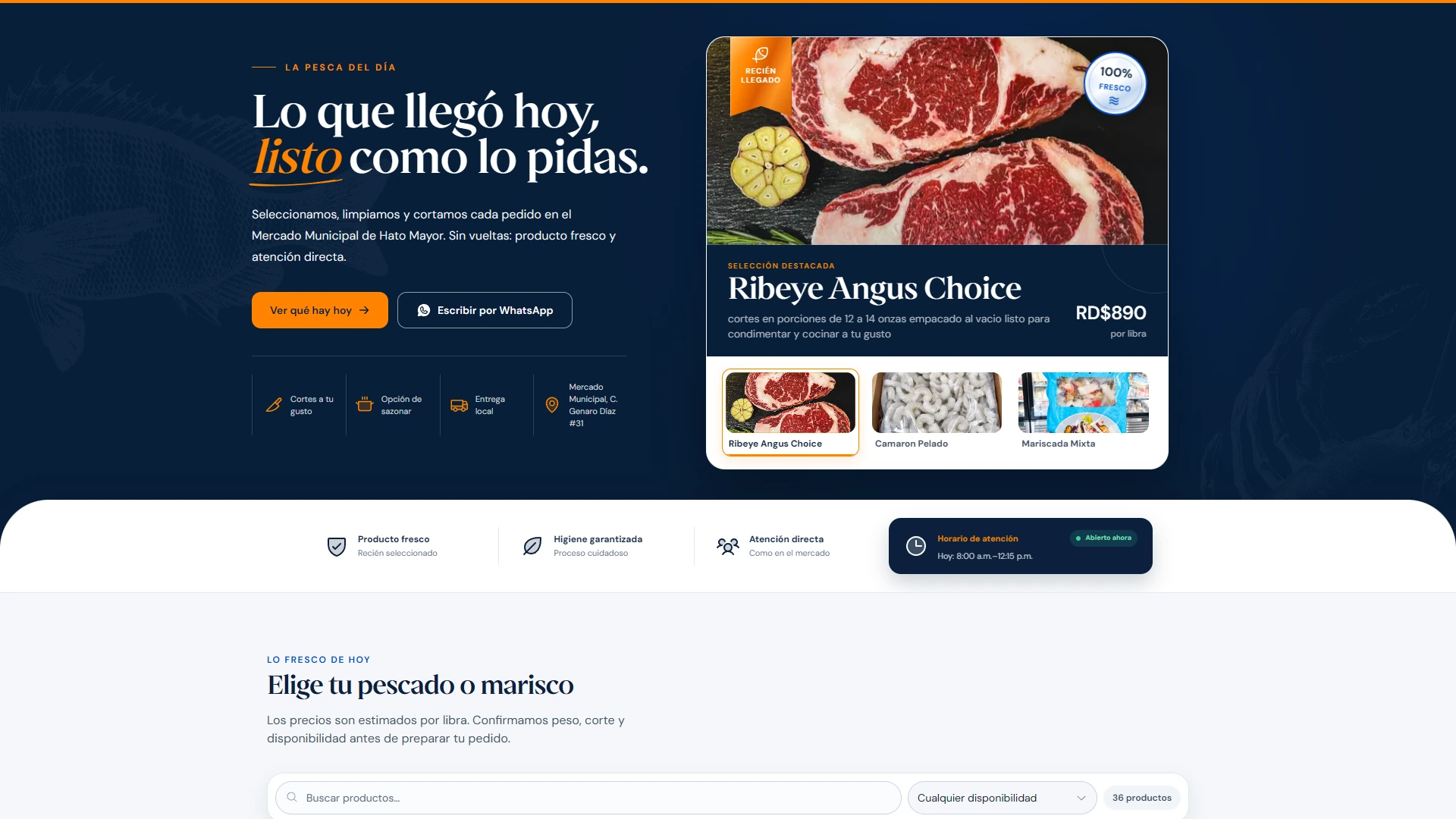 Página de inicio de Vega Pescadería